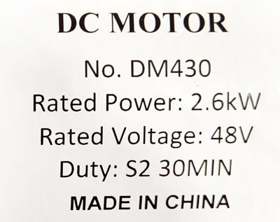 Label of Hitachi DM430, YAMAHA JU2-H1890, G19 / G22 / G29 / YDRE Golf Cart Traction Motor JU2-H1890-21-00