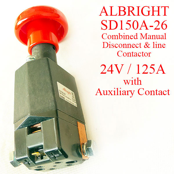 Albright SD150A-26 Emergency Disconnect Switch, 24V 125A, With Auxiliary Contact
