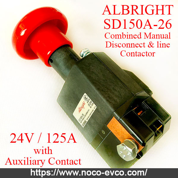 Albright SD150A-26 Emergency Disconnect Switch, 24V 125A, With Auxiliary Contact