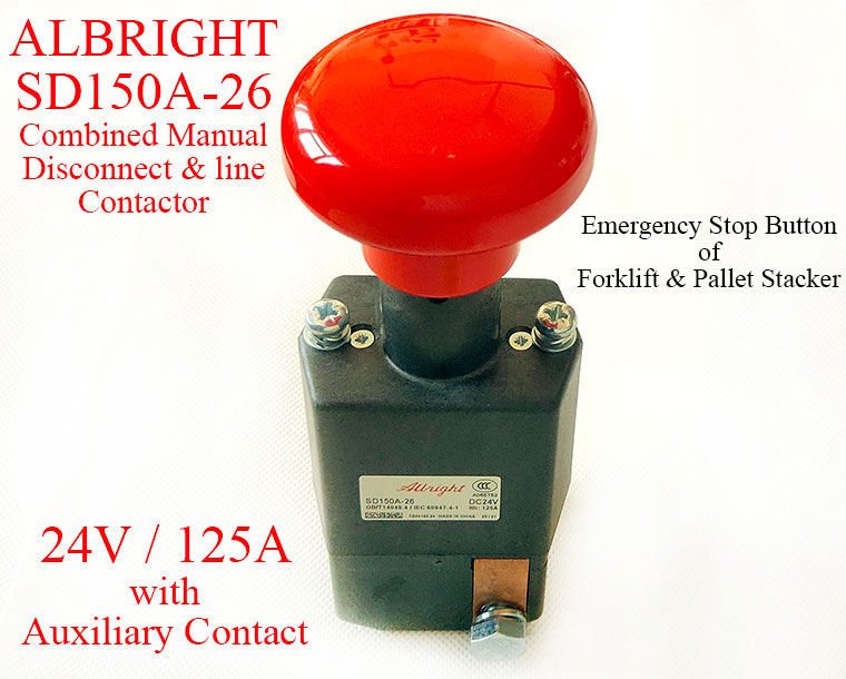 Albright SD150A-26 Emergency Disconnect Switch, 24V 125A, With Auxiliary Contact