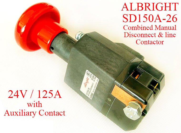 Albright SD150A-26 Emergency Disconnect Switch, 24V 125A, With Auxiliary Contact