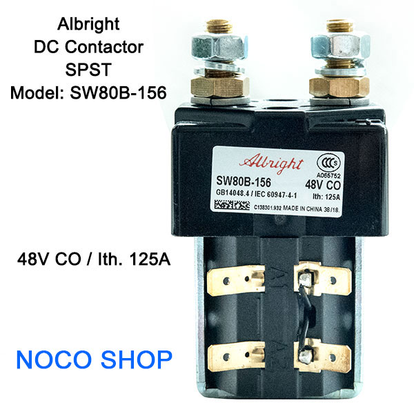 Albright SW80B-156 DC Contactor, 48V 125A CO, With Magnetic Blowout