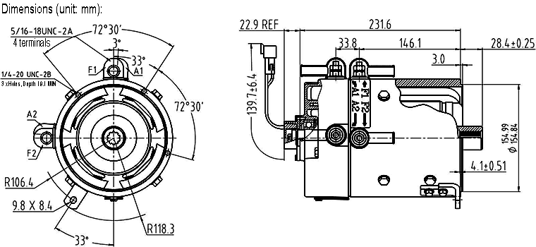 AMD 48V 3.7kW DC SepEx Motor XP-2067-S, Club Car 102775101, 103631801, 103572501, 102240102
